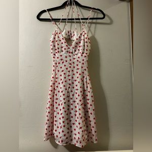 Size 2 Express White Strappy Dress with Hearts and cut out back NWT Size 2